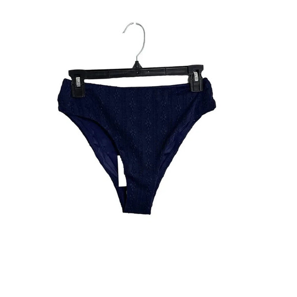 Andie Swim 90's High Waisted Bottom in Eyelet Navy Blue Size Small NEW - Picture 2 of 8